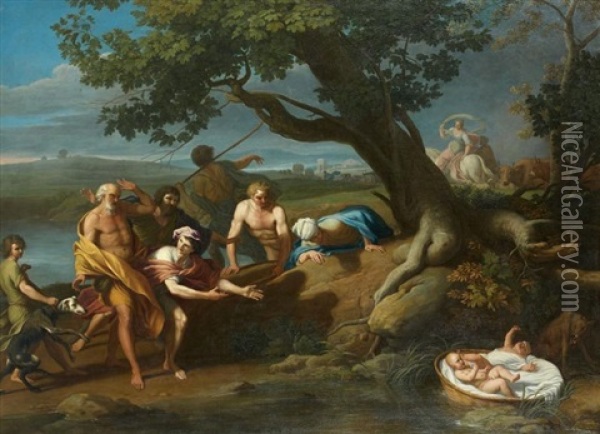 La Decouverte De Romulus Et Remus Par Le Berger Faustulus Oil Painting - Thaddeus Kuntze-Konicz