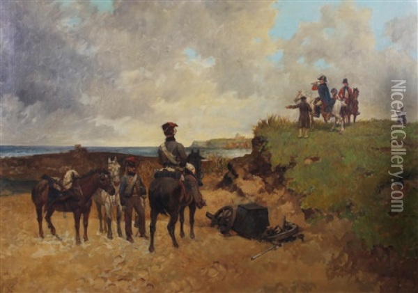 Staff Officers Reconnoitring Oil Painting - Richard Beavis