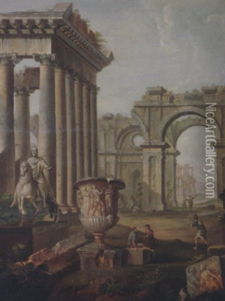 Personen Zwischen Romischen Ruinen Oil Painting - Pierre Antoine Demachy