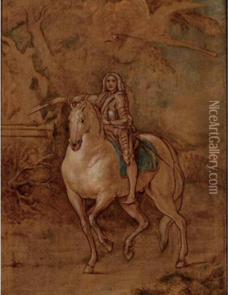 An Oil Sketch For An Equestrian Portrait Of A Nobleman Oil Painting - Sir Anthony Van Dyck