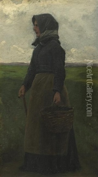 Village Woman Oil Painting - Wilhelm Pacht