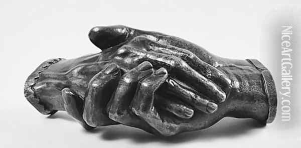 Clasped Hands of Robert and Elizabeth Barrett Browning Oil Painting - Harriet Goodhue Hosmer