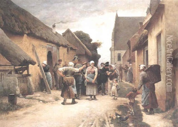 Arresteringen I Picardie Oil Painting - Hugo Salmson