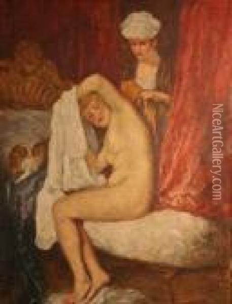 Femme A La Toilette D'apres Watteau Oil Painting - Leonce Pelletier