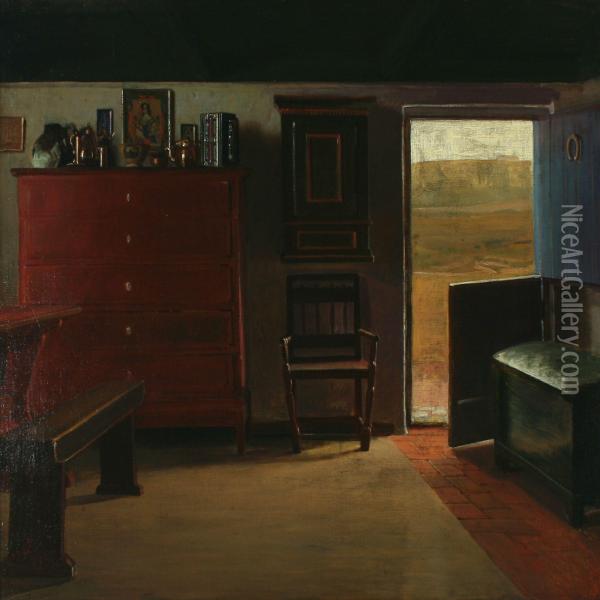 Interior From A Country House Oil Painting - Knud Sinding