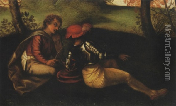Soldat Et Musicien Assis Dans Un Paysage Oil Painting -  Giorgione