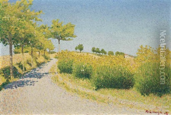 Route Aux Environs De Cailhau Oil Painting - Achille Lauge