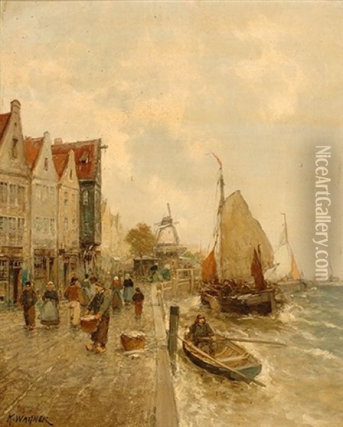 Harbour View Oil Painting - Karl Wagner