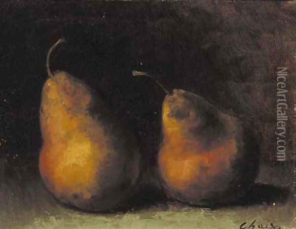 Pears on a table Oil Painting - Auguste Chaix
