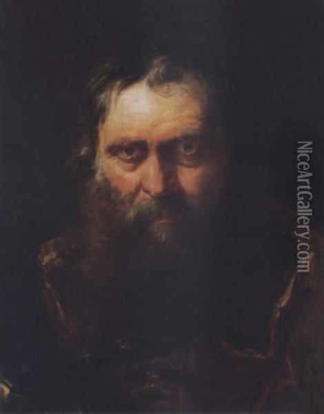 Head Of A Bearded Man Oil Painting - Lorenzo Baldissera Tiepolo
