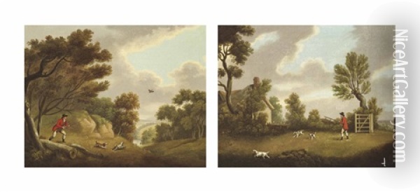 Pointers Flushing Out Game (+ Spaniels Putting Up A Woodcock; Pair) Oil Painting - William Samuel Howitt