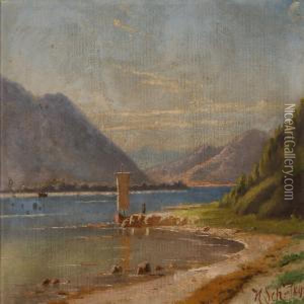 Landscapes From Lago Magiore And Como Lake Oil Painting - Harald Peter W. Schumacher