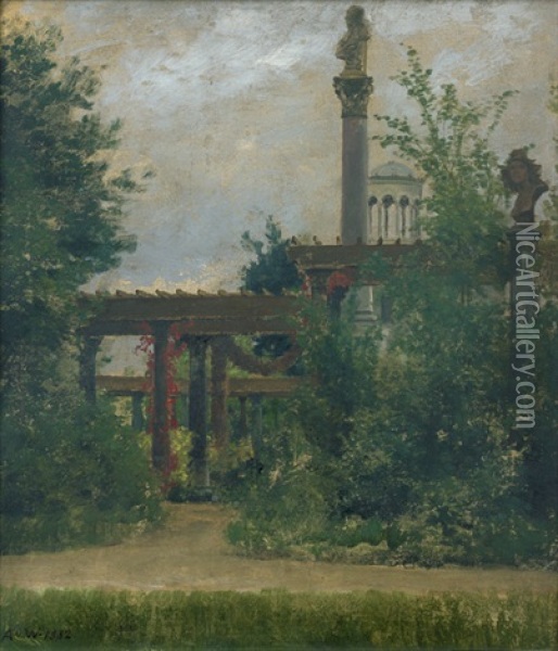 Im Garten Der Wannsee-villa Des Kunstlers Oil Painting - Anton Alexander von Werner