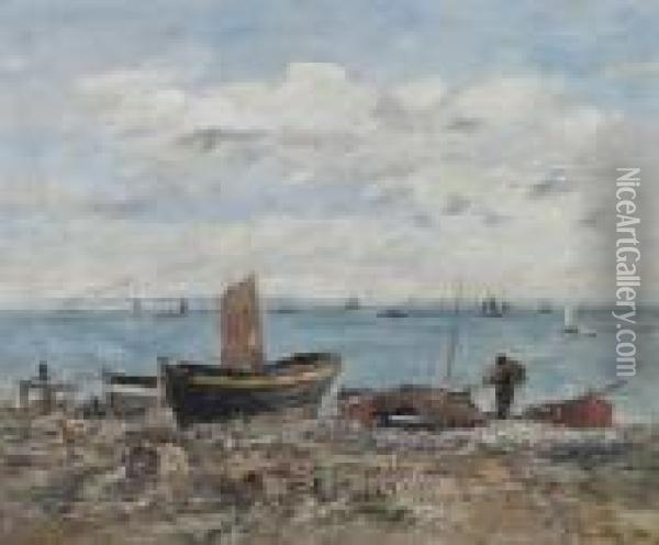 Rivage A Sainte-adresse. Mare Basse Oil Painting - Eugene Boudin