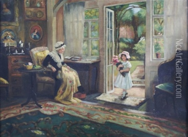 Visiting Grandmother Oil Painting - George Sheridan Knowles