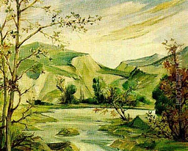 Paysage Vallonne A La Riviere Oil Painting - Francis Gruber
