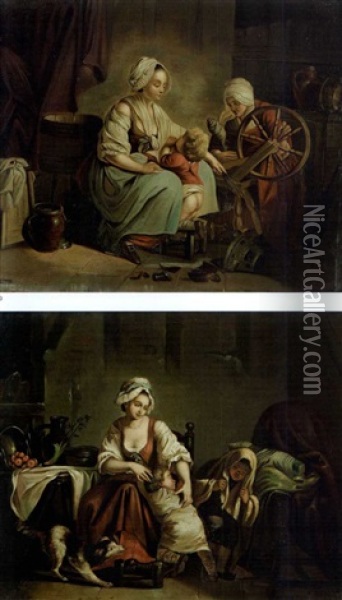 La Penitence (+ Le Pardon; Pair) Oil Painting - Jean Baptiste Marie Pierre