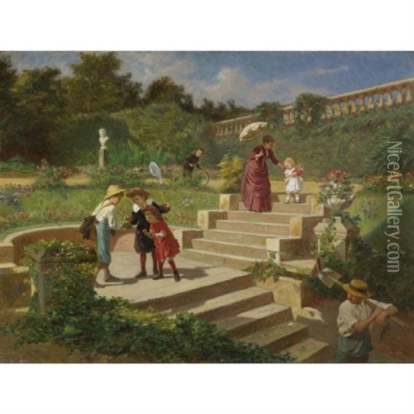 A Day In The Gardens Oil Painting - George Edwards Hering