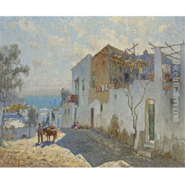 Hot Day, Anacapri Oil Painting - Konstantin Ivanovich Gorbatov