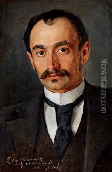 Editor Of A Provincial Periodical (portrait Of Dr. Pal Grunbaum-galambos) Oil Painting - Philip Alexius De Laszlo