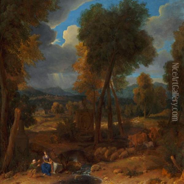 Rest On The Flight Into Egypt oil painting reproduction by Nicolas ...