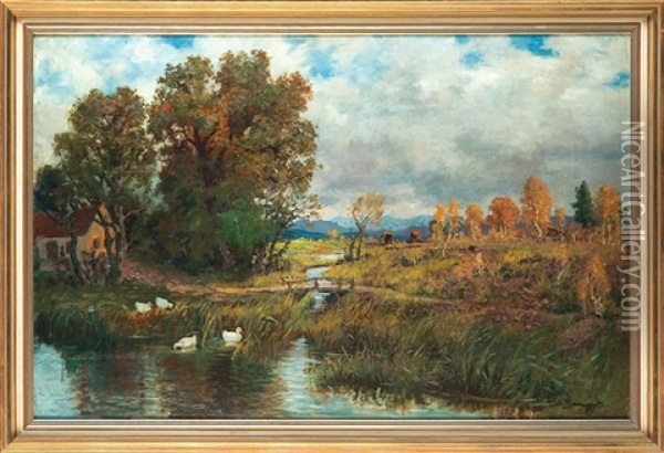 Autumn In Bayern Oil Painting - Carl Mueller-Baumgarten