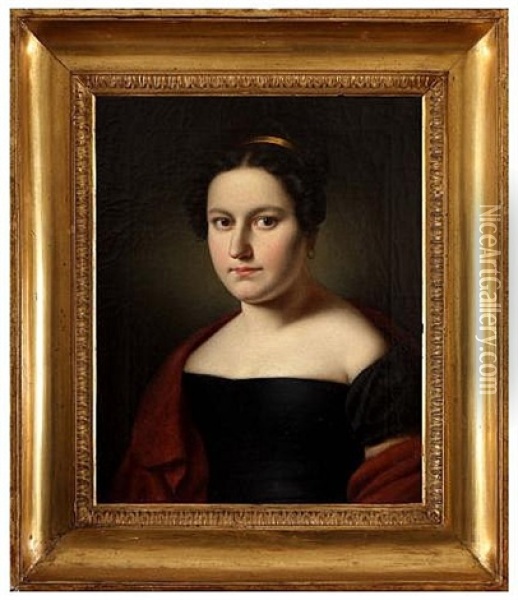 Portrait Of A Woman Oil Painting - Pietro Benvenuti