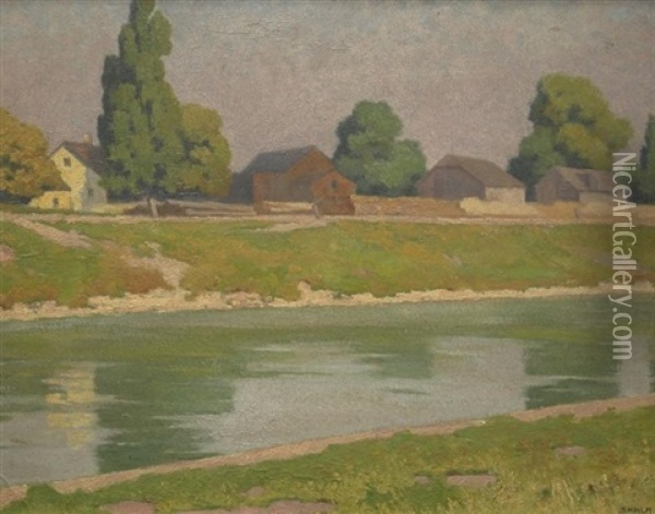 Heiligenstadter Hauser Am Fluss Oil Painting - Robert Skala