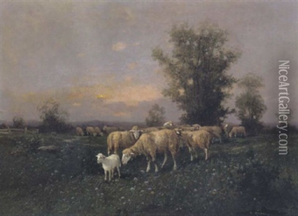 Schaffende In Einer Weiten Landschaft Oil Painting - Adolf Kaufmann