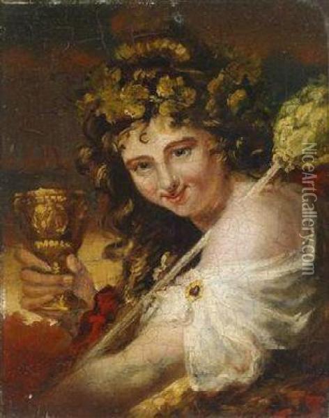 A Young Bacchante Oil Painting - Jean Baptiste Greuze