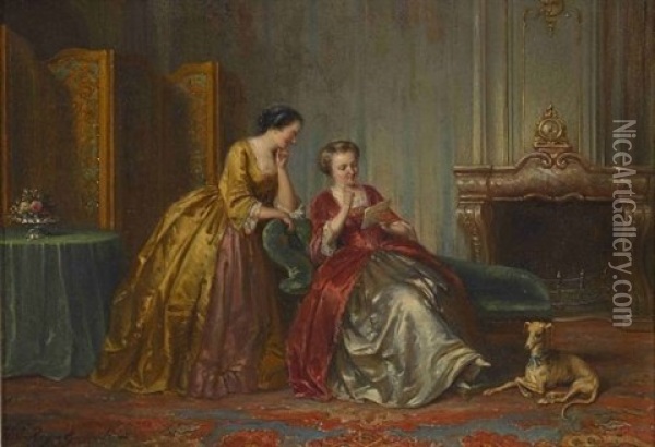 Zwei Damen Im Salon Oil Painting - Henricus Engelbertus Reijntjens