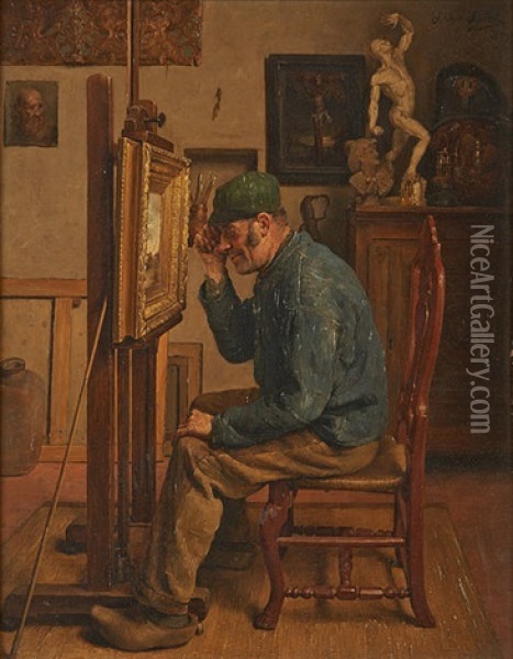 Le Curieux Oil Painting - Jozef van Snick