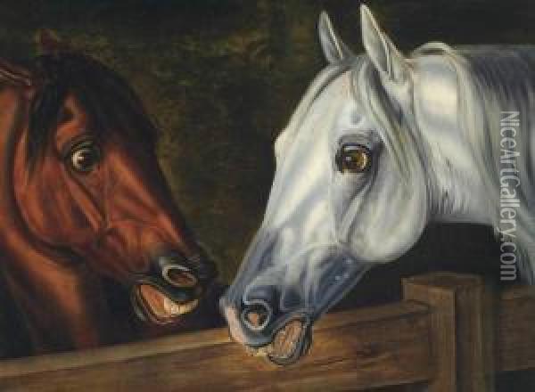 Horse Play Oil Painting - Otto Stotz