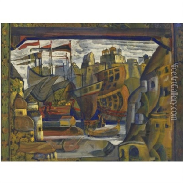 The Novgorod Market (from Sadko) Oil Painting - Nikolai Konstantinovich Roerich