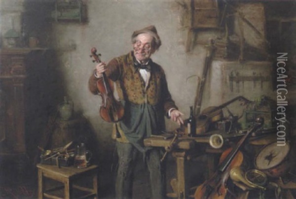 Der Instrumentenbauer Oil Painting - Hermann Kern