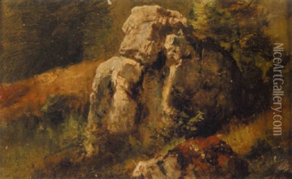 Felsen In Wiesenlandschaft Oil Painting - Emil Jacob Schindler