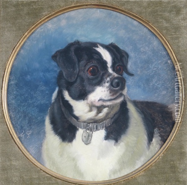 Study Of A Pug (+ Another; Pair) Oil Painting - Maud Earl