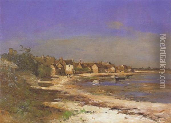 Le Village De Morsalines (manche) Oil Painting - Jean Baptiste Antoine Guillemet