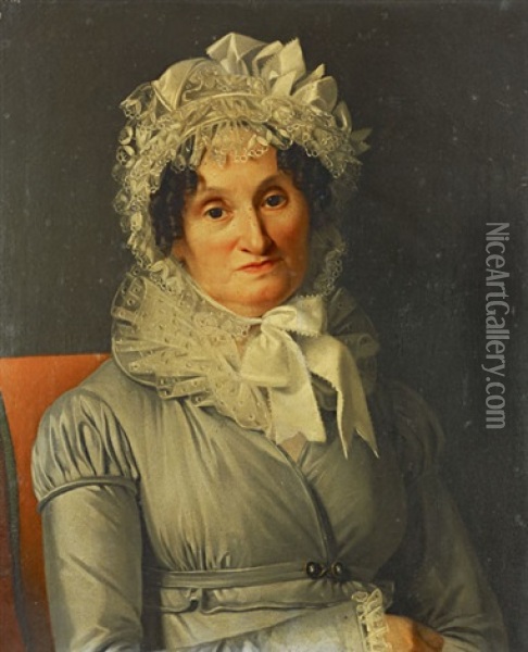 Portrait De Mme Schuler - Ba(?)t Oil Painting - Jean Francois Leonor Merimee