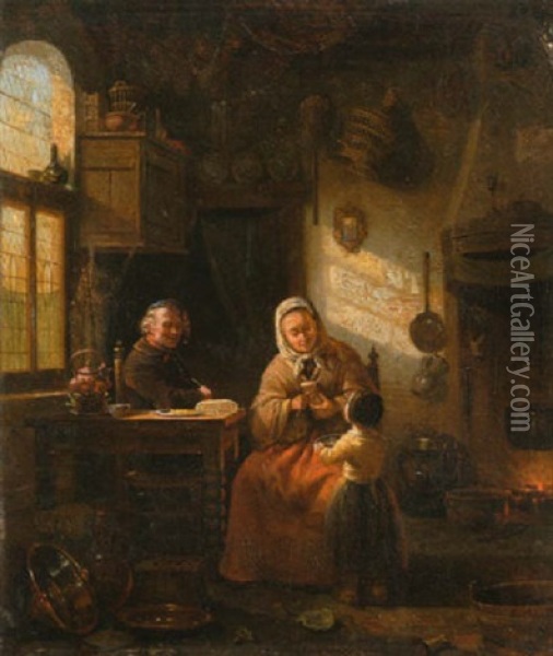 Hollandisches Kucheninterieur Oil Painting - Jan Hendrik Van Rossum Du Chattel