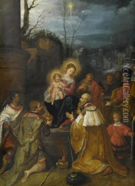 Adoration Of The Three Kings. Oil Painting - Frans II Francken