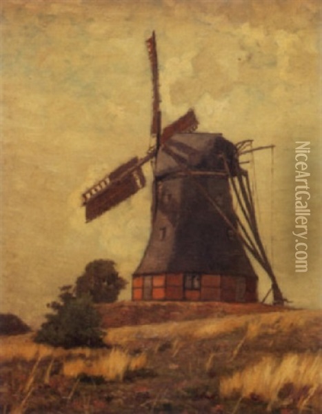 Dutch Windmill Oil Painting - William Clusmann