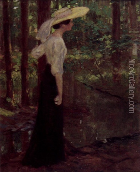 Jeune Femme Au Chapeau Jaune Oil Painting - Maximilian Lenz