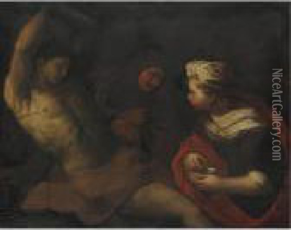 San Sebastiano Curato Da Irene Oil Painting - Luca Giordano