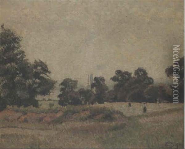 The Golf Links, Acton (a June Morning) Oil Painting - Lucien Pissarro