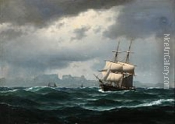 Seascape With Sailing Ships Oil Painting - Carl Emil Baagoe