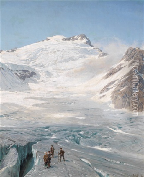 Am Gletscher Oil Painting - Alfred (Wilhelm) Metzener