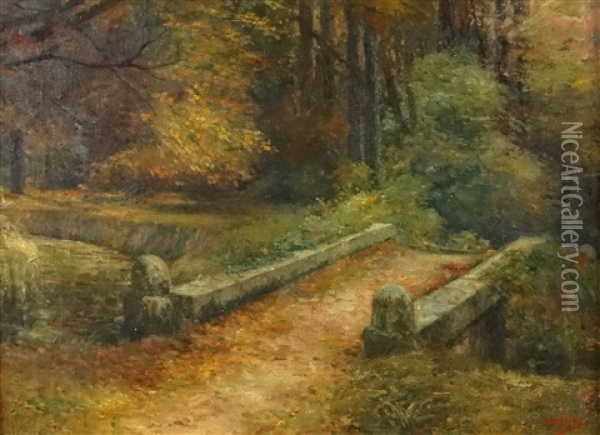 Little Bridge Oil Painting - Jean Neylies