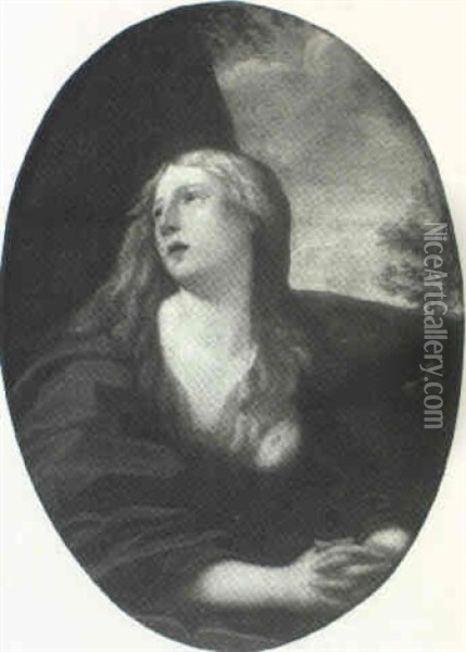 The Pentinent Saint Mary Magdalene Oil Painting - Giovanni Francesco Romanelli