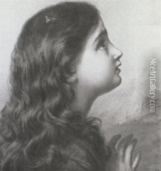 Head Study Of A Young Girl Oil Painting - Sophie Anderson